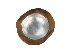 HSM Collection Obstschale Teakholz mit Aluminiumschale silber