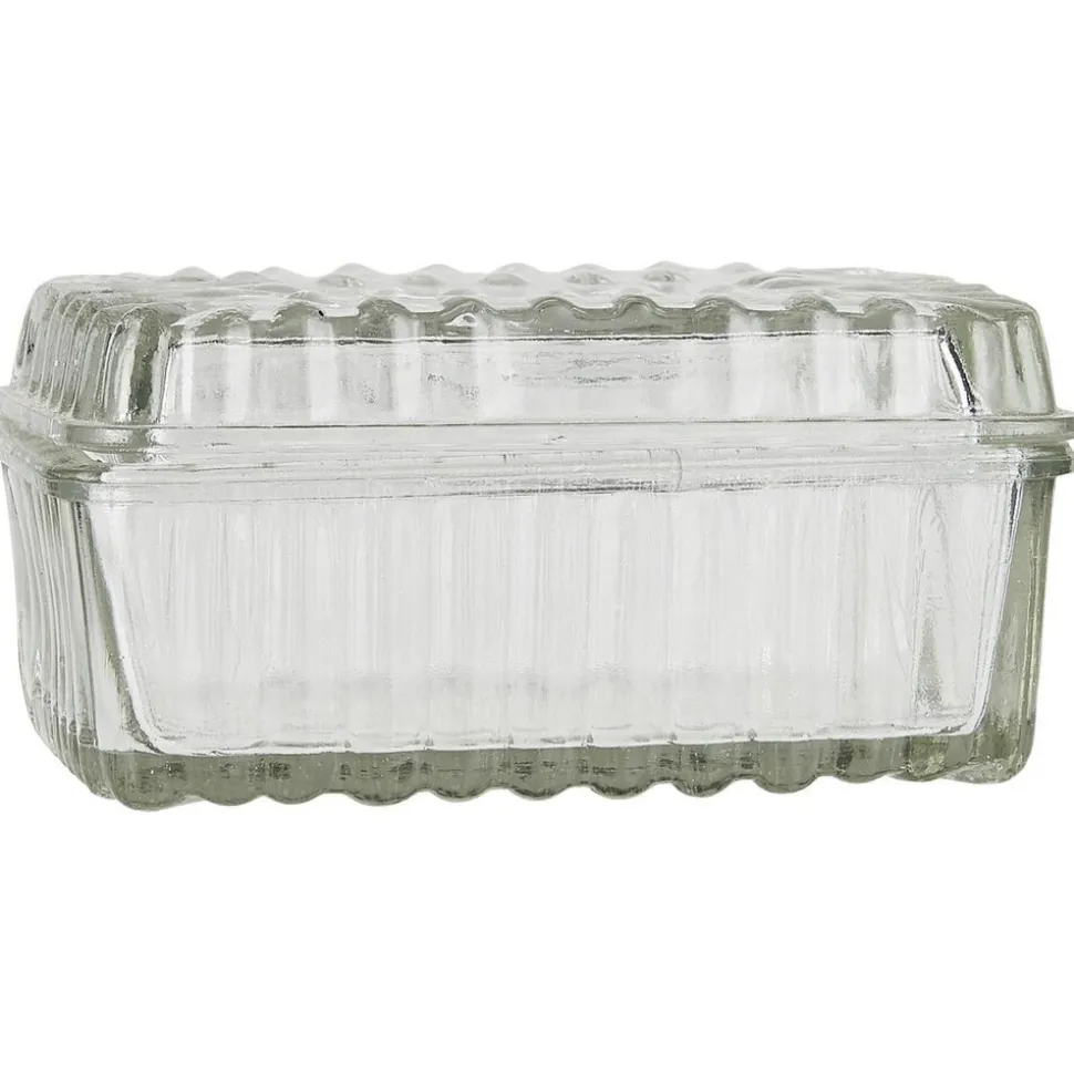 IB Laursen Butterbox mit Rillen aus Glas