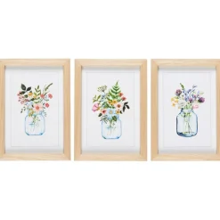 IB Laursen 3er Bilder-Set mit Blumenmotiv im Holzrahmen