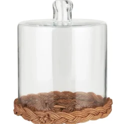 IB Laursen Glasglocke mit Rattanboden mundgeblasen