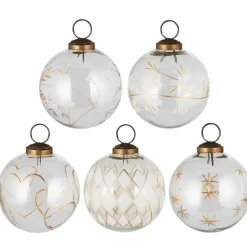 IB Laursen Große Weihnachtskugeln 5er-Set mit goldfarbener Eingravierung