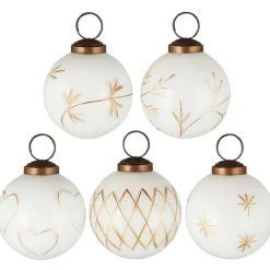 IB Laursen Große Weihnachtskugeln 5er-Set mit goldfarbener Eingravierung
