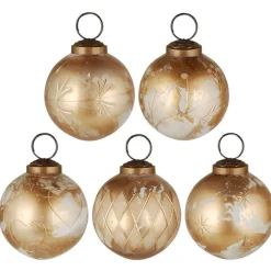 IB Laursen Große Weihnachtskugeln 5er-Set mit goldfarbener Eingravierung