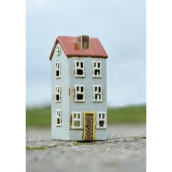 IB Laursen Keramikhaus Nyhavn hellblau mit gelber Tür