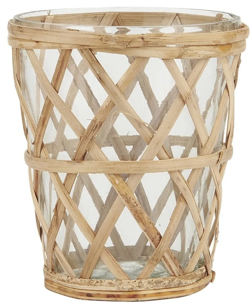 IB Laursen Kerzenhalter für Teelicht mit Bambusgeflecht