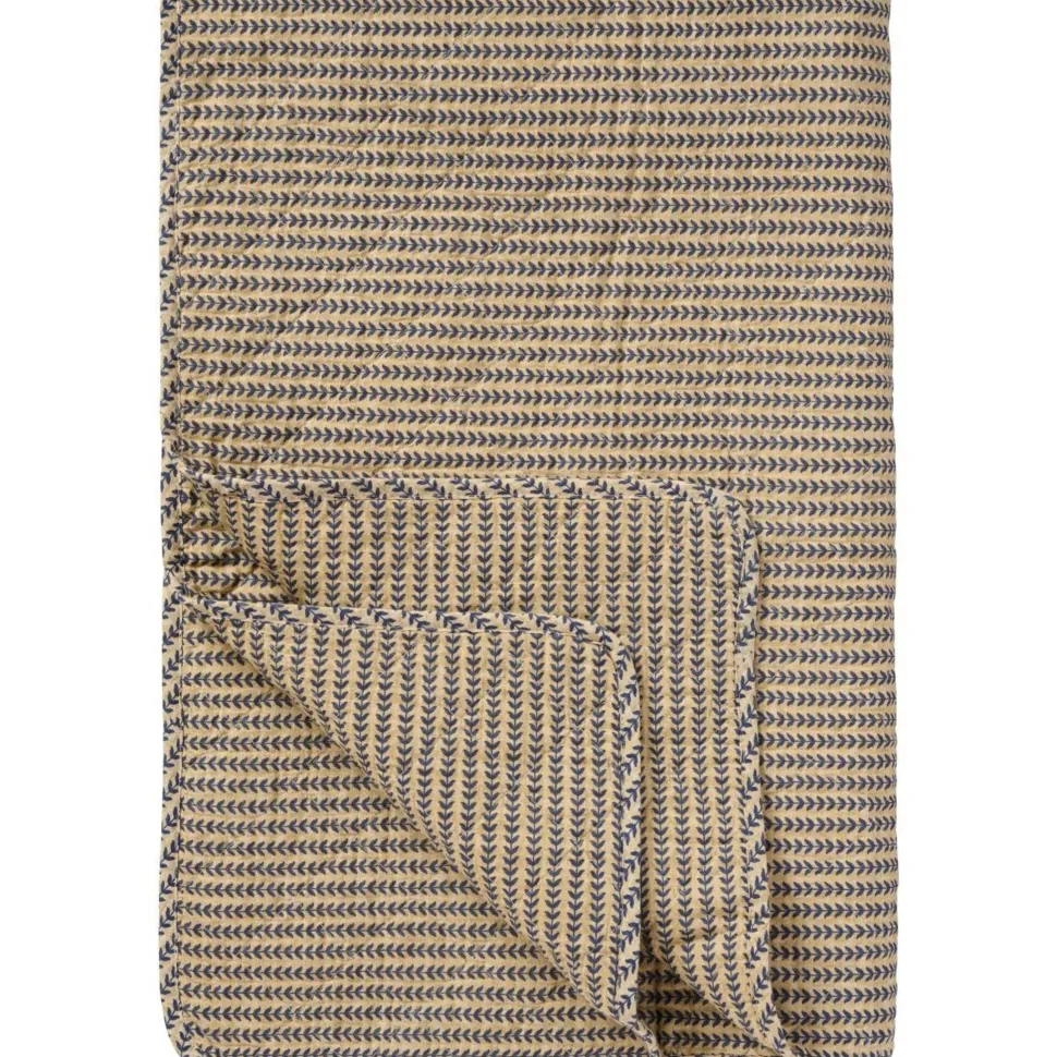 IB Laursen Quilt braun mit dunkelblauen Stängeln