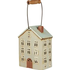 IB Laursen Teelicht Häuschen aus Keramik Nyhavn mit Holzgriff