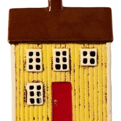 IB Laursen Teelichthaus Visby gelb mit roter Tür