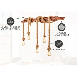 Invicta Pendelleuchte Seven Seas, recyceltes Akazienholz