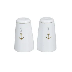 Krasilnikoff Salz und Pfefferstreuer Set Gold Anchor