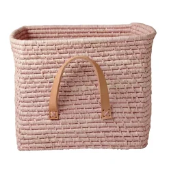 RICE Aufbewahrungskorb Einfarbig mit Lederschlaufen