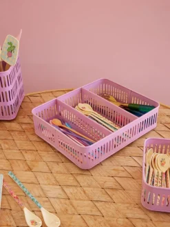 RICE Besteck Korb aus Metall, pink
