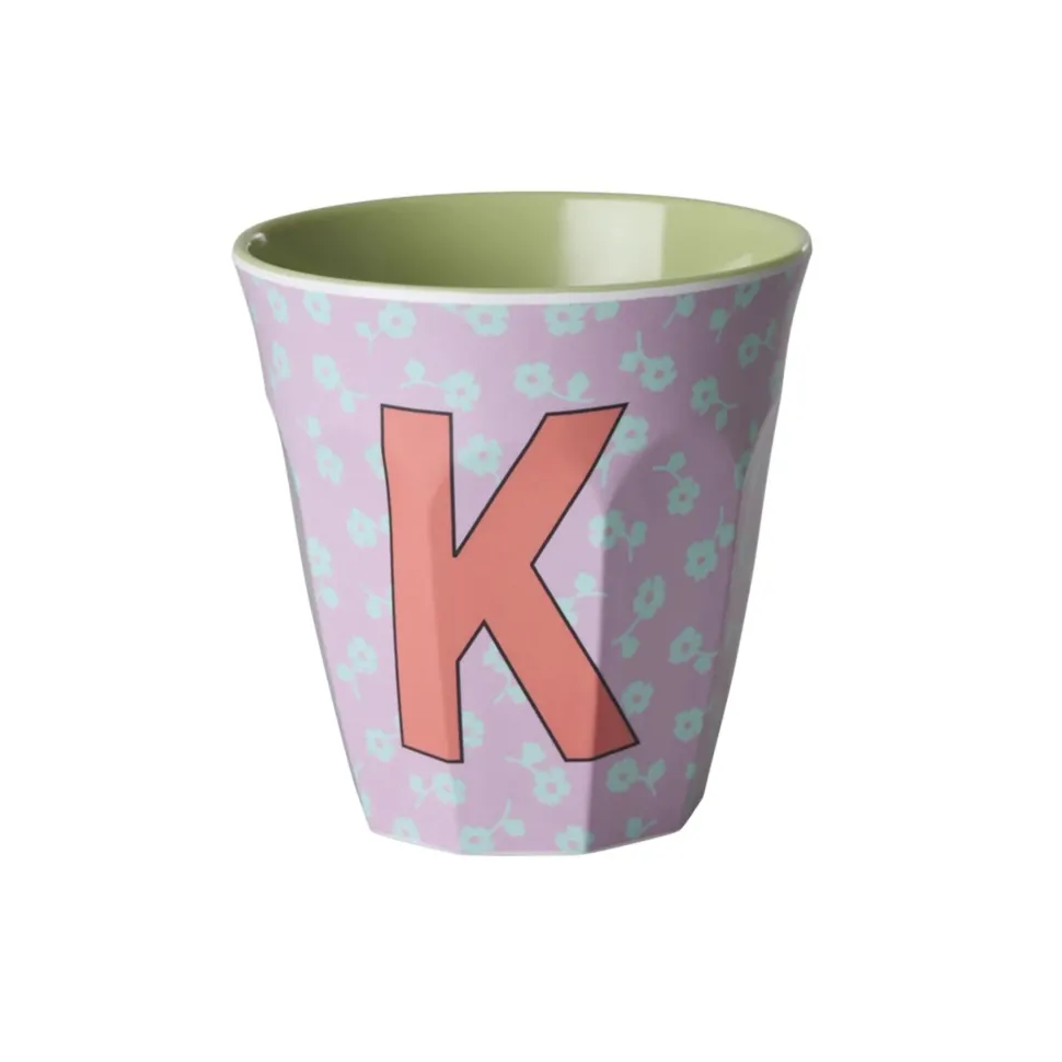 RICE Buchstaben-Becher mit Blumen Medium