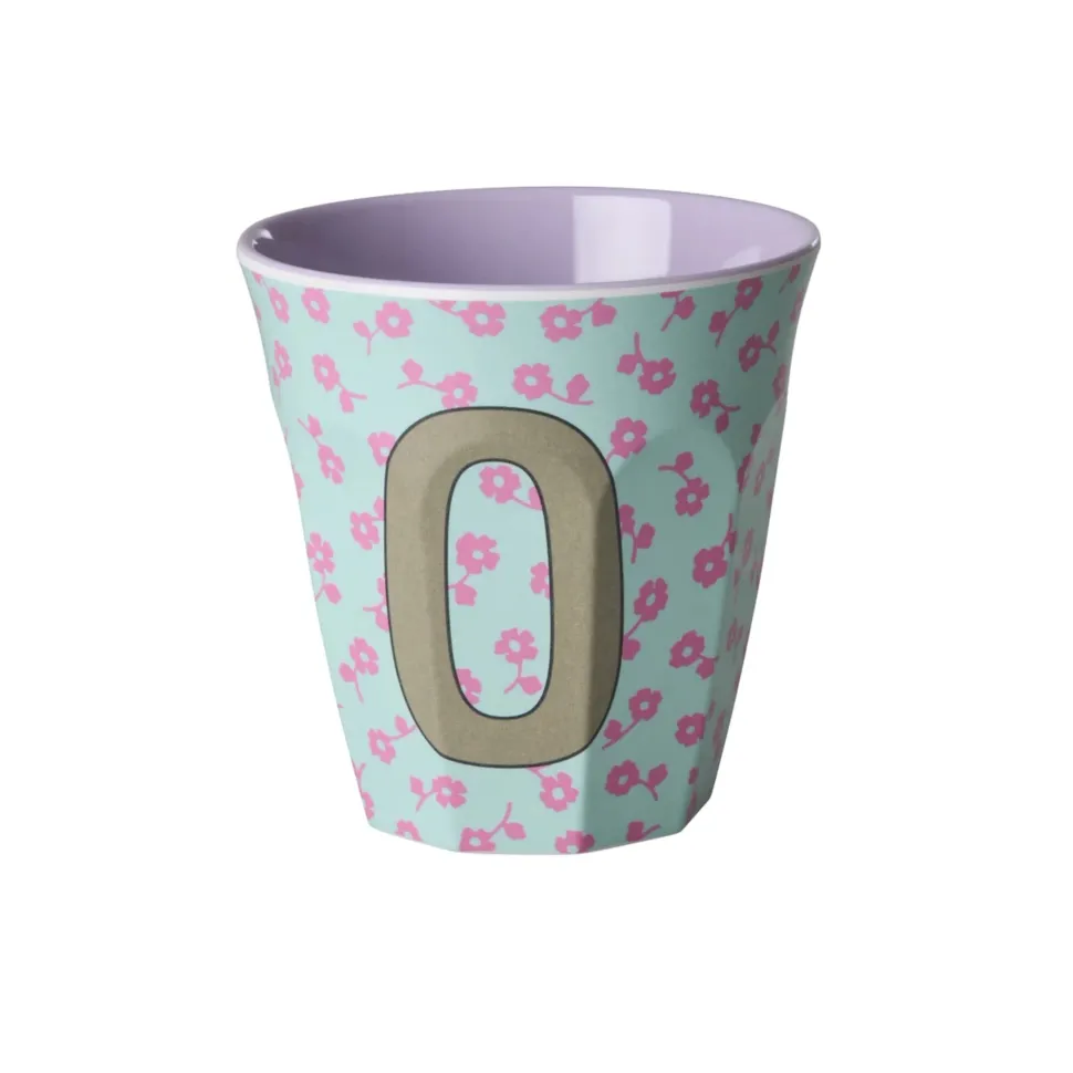 RICE Buchstaben-Becher mit Blumen Medium