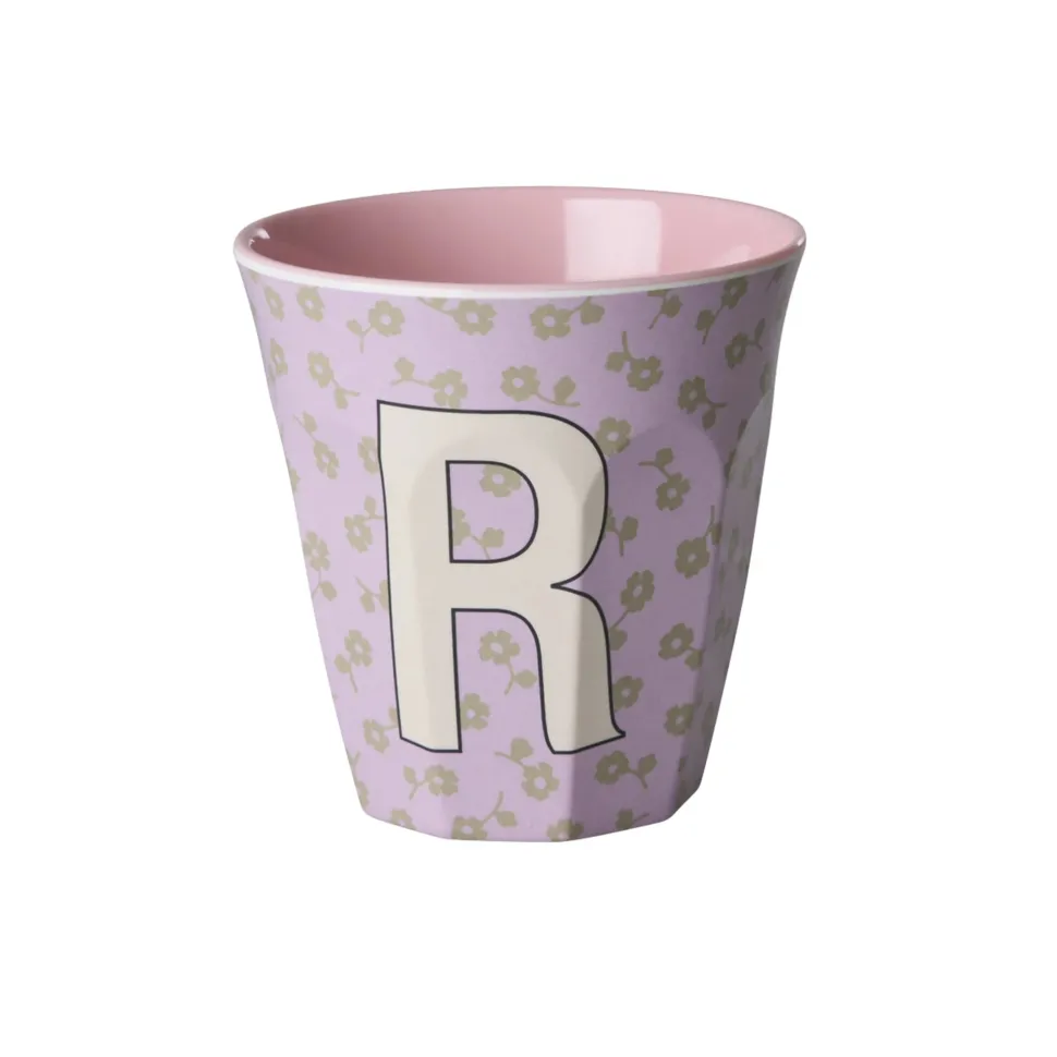 RICE Buchstaben-Becher mit Blumen Medium