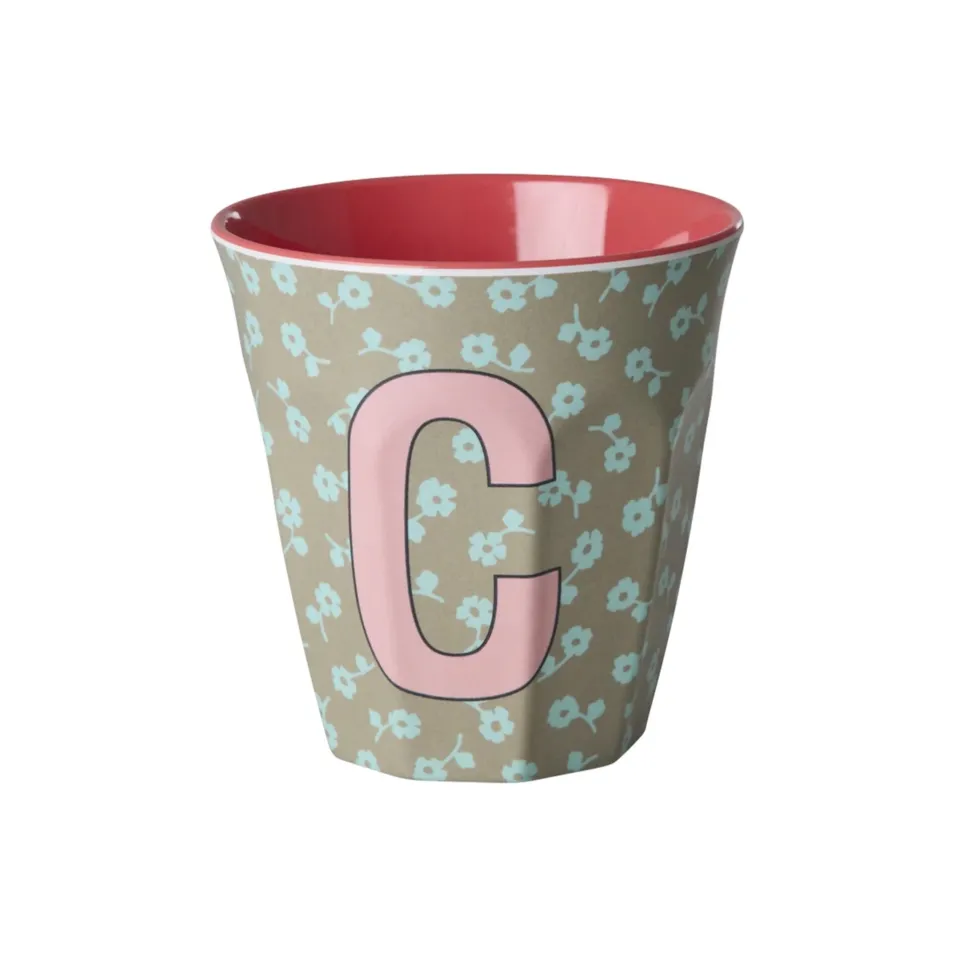RICE Buchstaben-Becher mit Blumen Medium