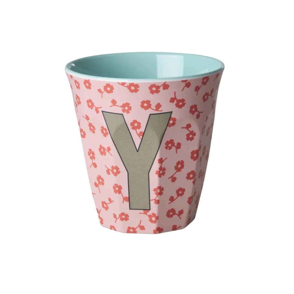 RICE Buchstaben-Becher mit Blumen Medium