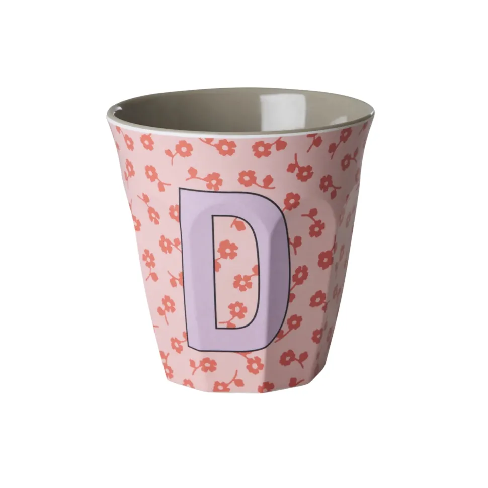 RICE Buchstaben-Becher mit Blumen Medium