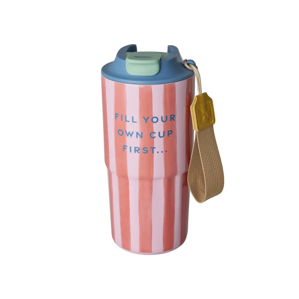 RICE Edelstahl Thermo Cup Organic Stripes, Thermobecher