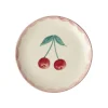 RICE Keramik Kuchenteller mit Handgemalten Kirschen