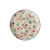 RICE Keramik Kuchenteller mit Handgemalten Blumen