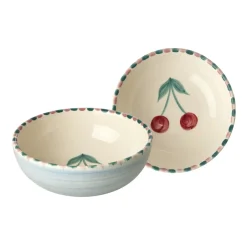 RICE Keramik Schale mit Handgemalten Kirschen