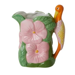 RICE Keramik Vase mit Pelikan und Blumen
