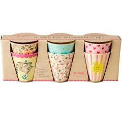 RICE Melamin Becher 6er-Set Funky Prints Pink