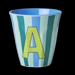 RICE Melamin Buchstabenbecher gestreift