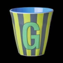 RICE Melamin Buchstabenbecher gestreift