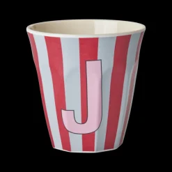 RICE Melamin Buchstabenbecher gestreift