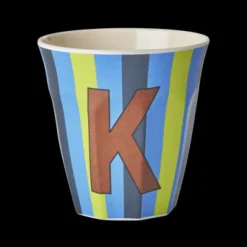 RICE Melamin Buchstabenbecher gestreift