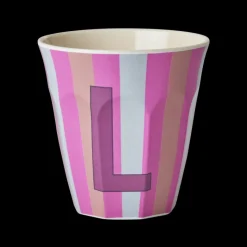 RICE Melamin Buchstabenbecher gestreift