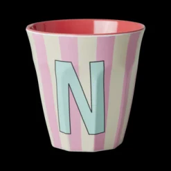 RICE Melamin Buchstabenbecher gestreift
