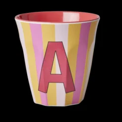 RICE Melamin Buchstabenbecher gestreift
