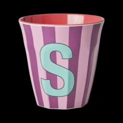 RICE Melamin Buchstabenbecher gestreift