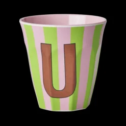 RICE Melamin Buchstabenbecher gestreift