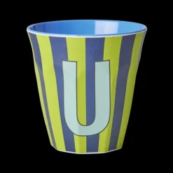 RICE Melamin Buchstabenbecher gestreift