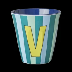 RICE Melamin Buchstabenbecher gestreift