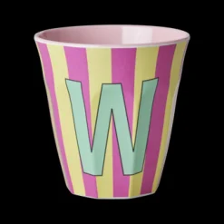 RICE Melamin Buchstabenbecher gestreift