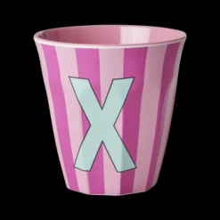 RICE Melamin Buchstabenbecher gestreift