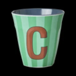 RICE Melamin Buchstabenbecher gestreift