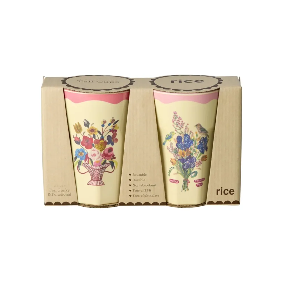 RICE Melamin Hohe Becher Nathalie Lété 2er Pack