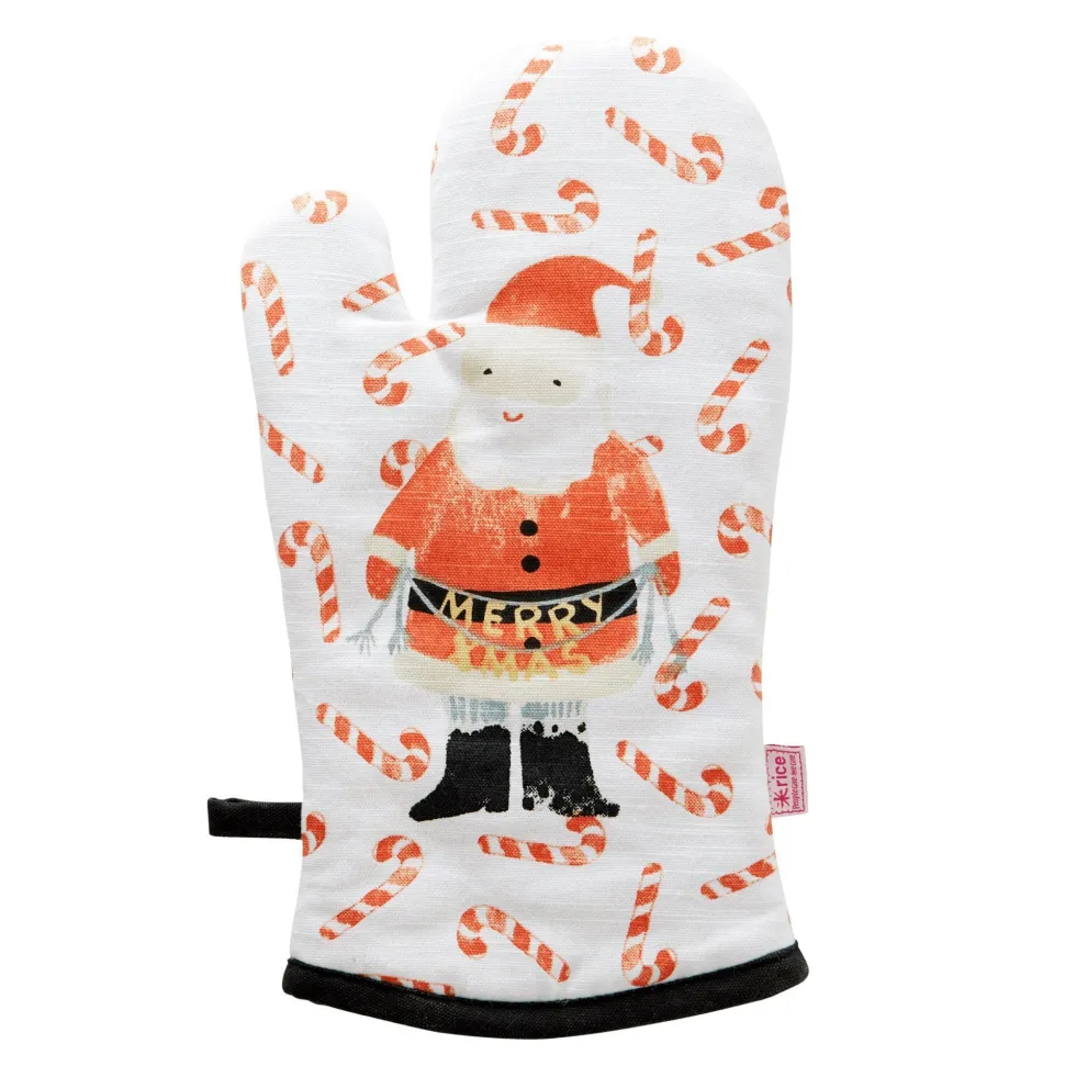 RICE Ofenhandschuh Santa and Candy Cane aus Baumwolle