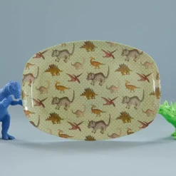 RICE Rechteckig Melamin Kinderteller New Dino Print