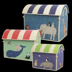 RICE Spielzeugkörbe Aufbewahrung Zootiere 3er Set